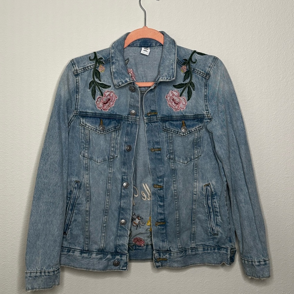 Vintage Embroidered La Belle Vie Jean Jacket